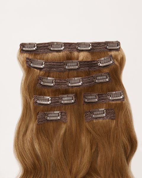 Clip In Hair Extensions in Light Caramel Brown 