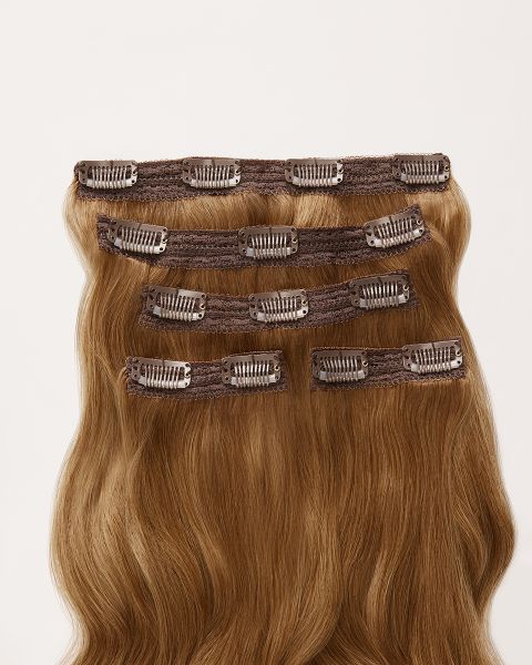 Clip In Hair Extensions in Light Caramel Brown 
