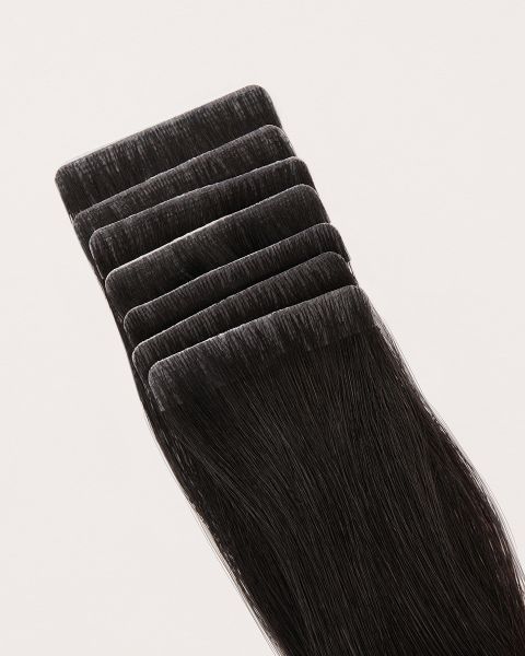 Seamless Tape Hair Extensions in Jet Black 