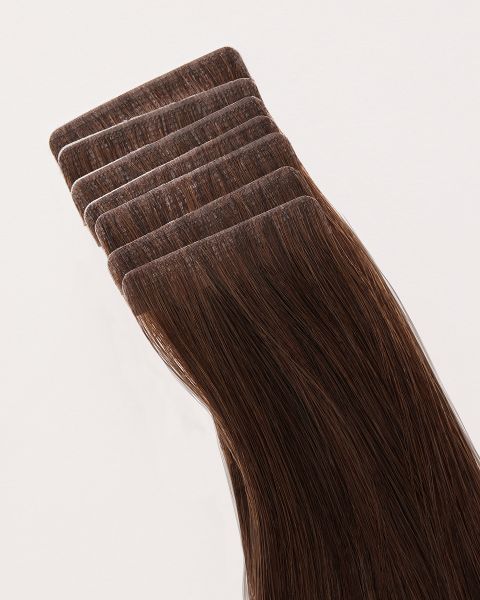 Seamless Tape Hair Extensions in Darkest Brown 
